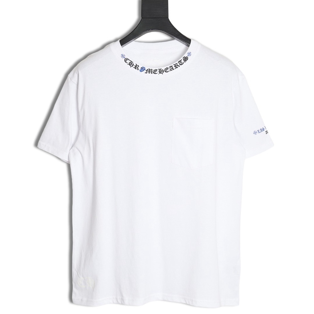 Chrome Hearts Roling Stones Blue Neck Script Logo Tee